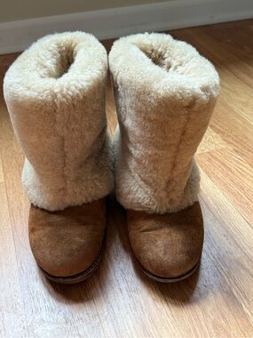 UGG Women's Shearling Cuff Suede Boots - Cream & Brown